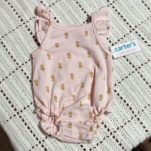 Carter's Pink Romper with Gold Pineapples